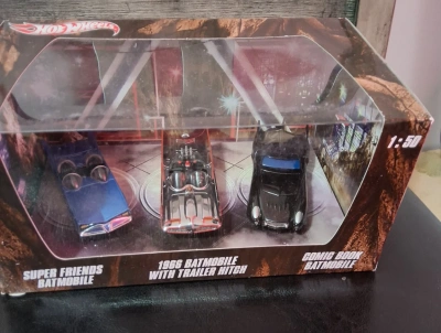 Super Friends Batmobile, 1966 Batmobile with Trailer Hitch and Comic Book Batmobile