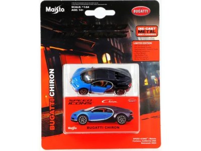 Bugatti Chiron Modrá/Černá - Maisto Chiron - Kovový Model