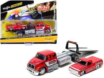 International DuraStar Flatbed Truck And Chevrolet 1500 Pickup Truck With Bed Cover