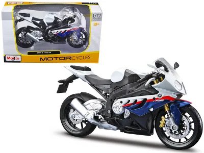 BMW S1000RR White And Blue With Red Stripe Diecast Motorcycle