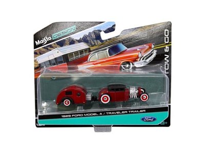 Ford Model A Burgundy And Traveler Trailer Tow & Go