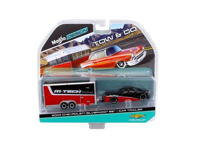 Chevrolet Silverado SS With Car Trailer Red / Black Tow & Go