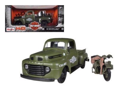 Ford F-1 Pickup Truck And 1942 Harley-Davidson WLA Flathead Motorcycle Flat