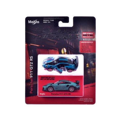 Porsche 911 GT2 RS Blue With Carbon Stripes "Speed Icons" Series
