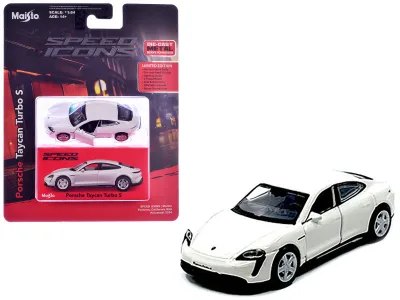 Porsche Taycan Turbo S White "Speed Icons" Series