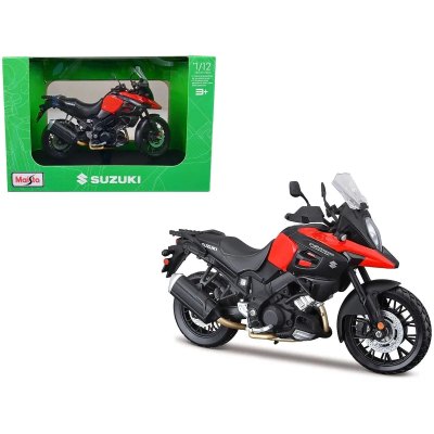 Suzuki V-Strom 1000 Red And Black With Plastic Display Stand Diecast Motorcycle