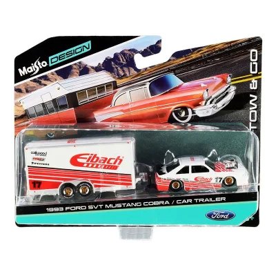 Ford SVT Mustang Cobra #17 With Enclosed Car Trailer "Eibach" White With