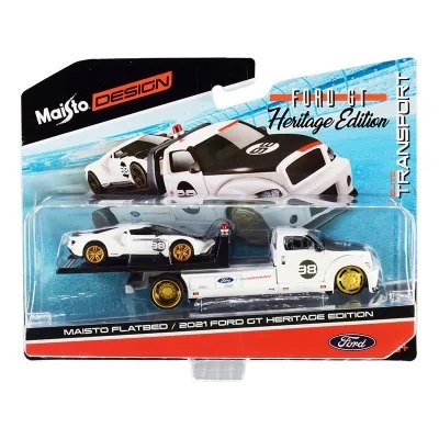 Ford GT #98 Heritage Edition With Flatbed Truck White And