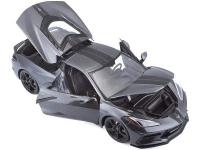 Chevrolet Corvette Stingray Dark Gray Metallic With Racing Stripes