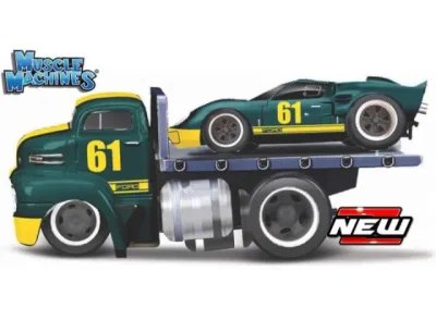 Muscle Machines Ford Coe Flatbed 1966 Ford GT40 MK II #61 Muscle Transports *Muscle Machines*