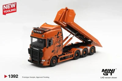 Scania 770S B8x4NA Hooklift Flatbed Orange